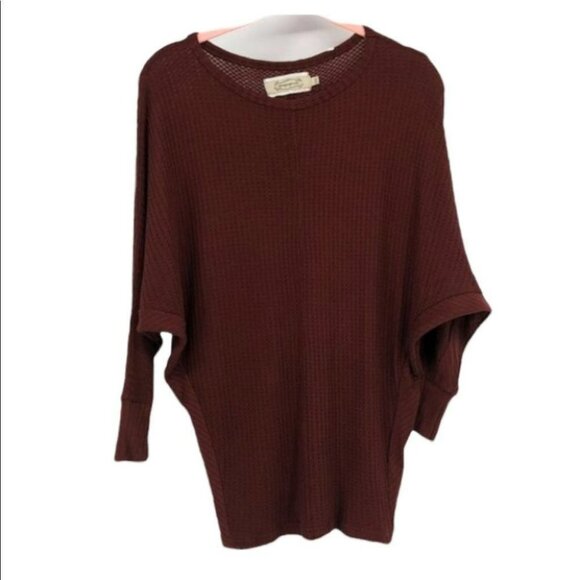 Propaganda by Plenty burnt orange waffle knit oversized draped shirt XXS - Picture 1 of 14
